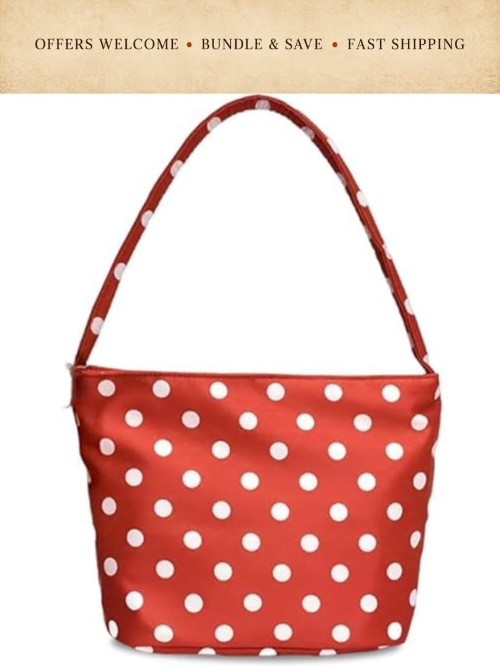 Polka Dot Small Shoulder Bag Canvas Hobo Handbag for Women Magnetic Snap